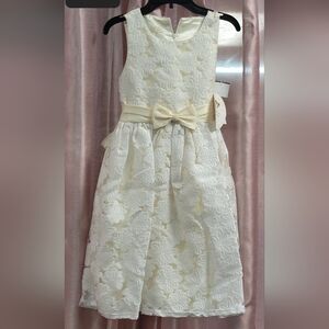 Elegant Cream and Butter yellow Floral Kids Dress